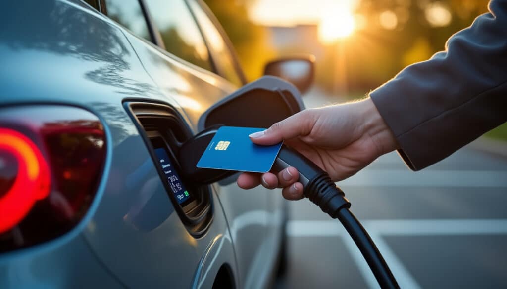 Borne de recharge électrique avec paiement par carte bancaire simple et rapide